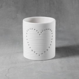 Ceramic Bisque Tin Can Heart Votive - Case of 6 Ceramic Bisque Tin Can Heart Votive - Case of 6